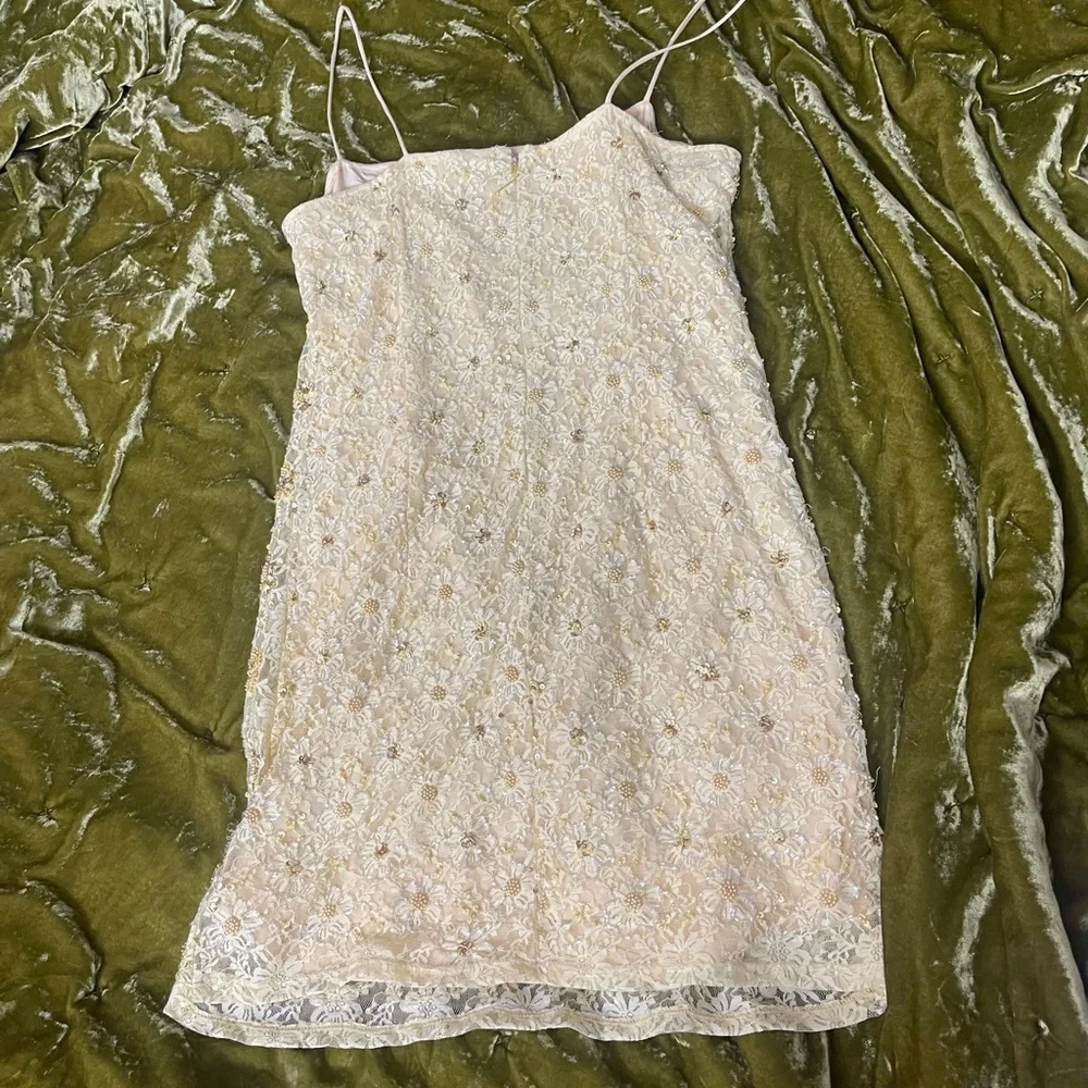 Topshop yellow sequin beaded embroidered sparkle strappy shift dress winx - Picture 4 of 14